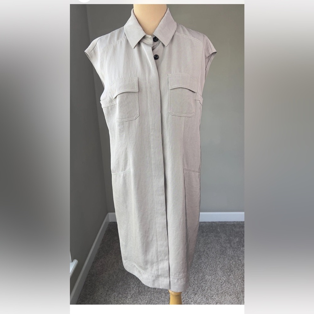 Judith & Charles Triacetate Sleeveless Button Front Shirt Midi Dress 10